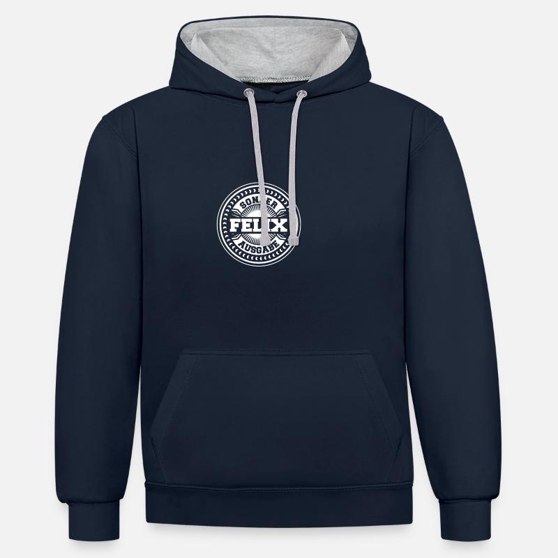 Felix - Sweat à capuche contrasté - bleu marine/gris chiné