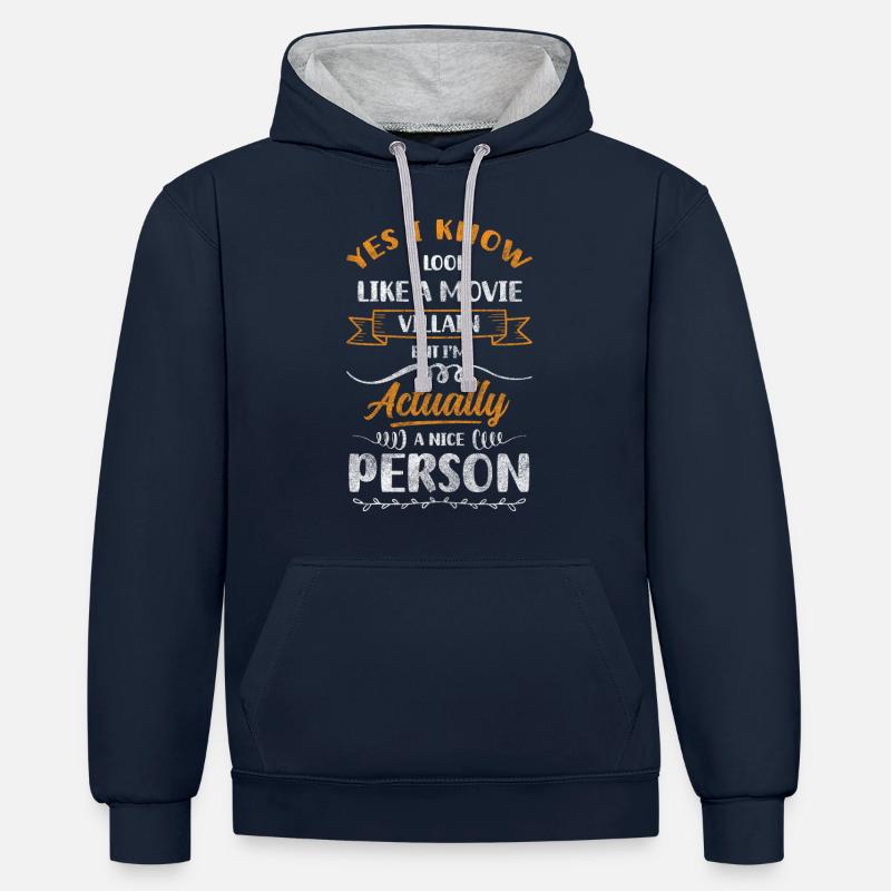 Introvert Nerd Quiet Single - Contrast hoodie - navy/heather grey