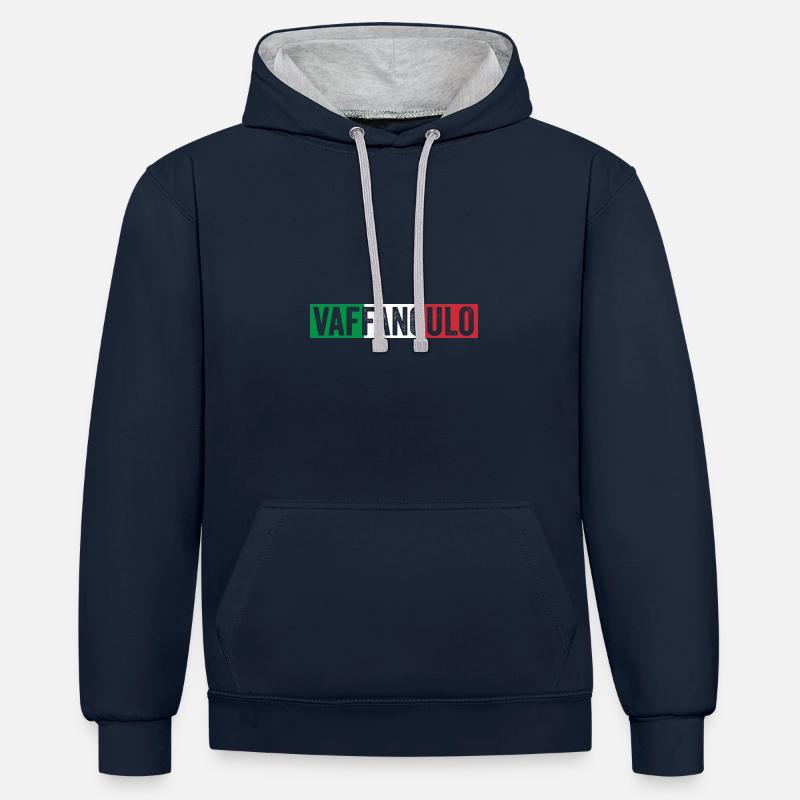Italie Vaffanculo italien - Sweat à capuche contrasté - bleu marine/gris chiné