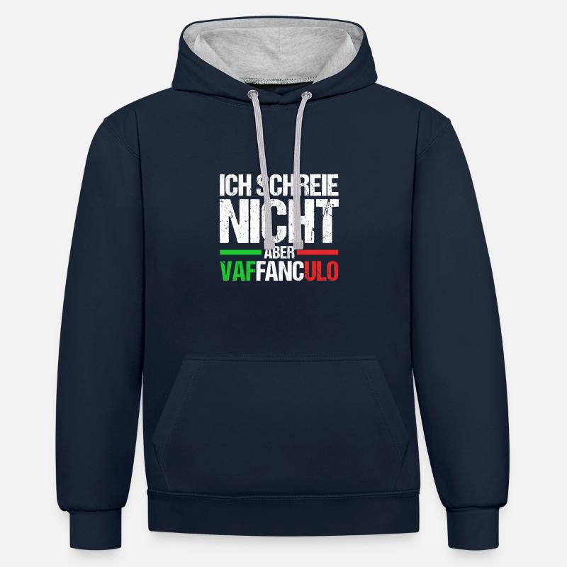 Italie Italien Vaffanculo - Sweat à capuche contrasté - bleu marine/gris chiné
