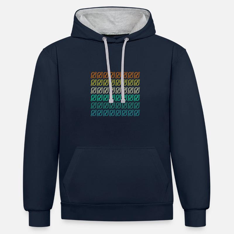 Pêche à la ligne - Sweat à capuche contrasté - bleu marine/gris chiné