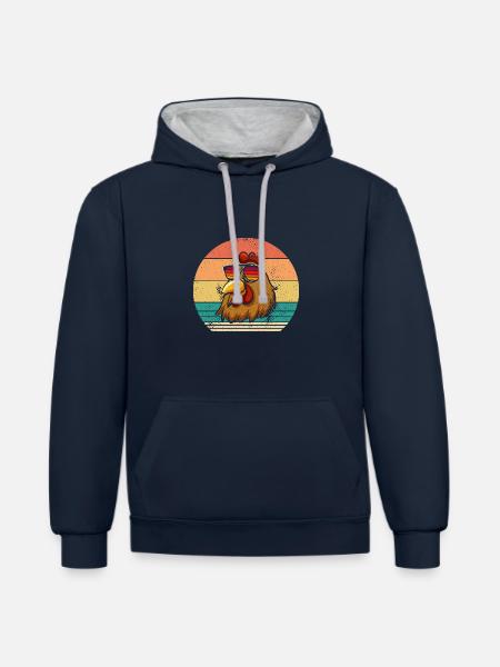 Chickens Hen - Contrast hoodie - navy/heather grey