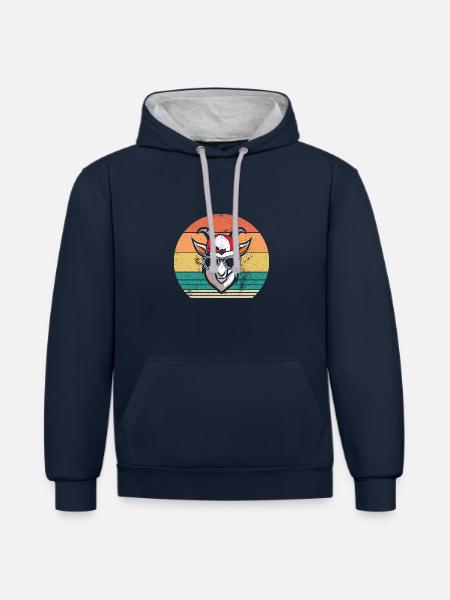 Goats - Contrast hoodie - navy/heather grey