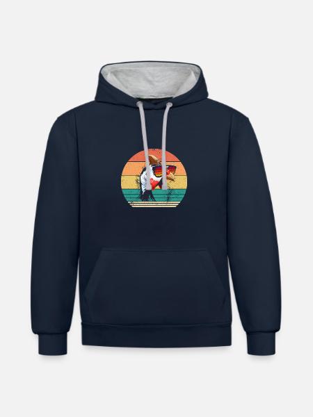 Chickens Rooster Guinea Fowl - Contrast hoodie - navy/heather grey