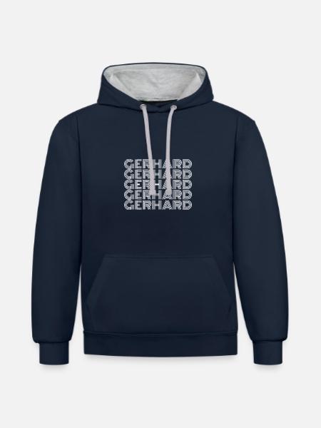 Gerhard - Contrast hoodie - navy/heather grey