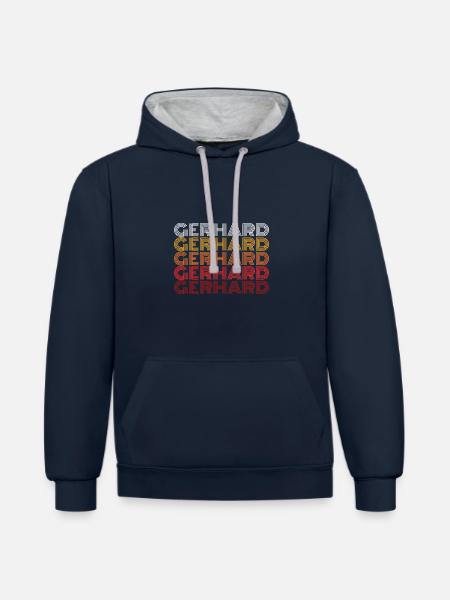 Gerhard - Sweat à capuche contrasté - bleu marine/gris chiné