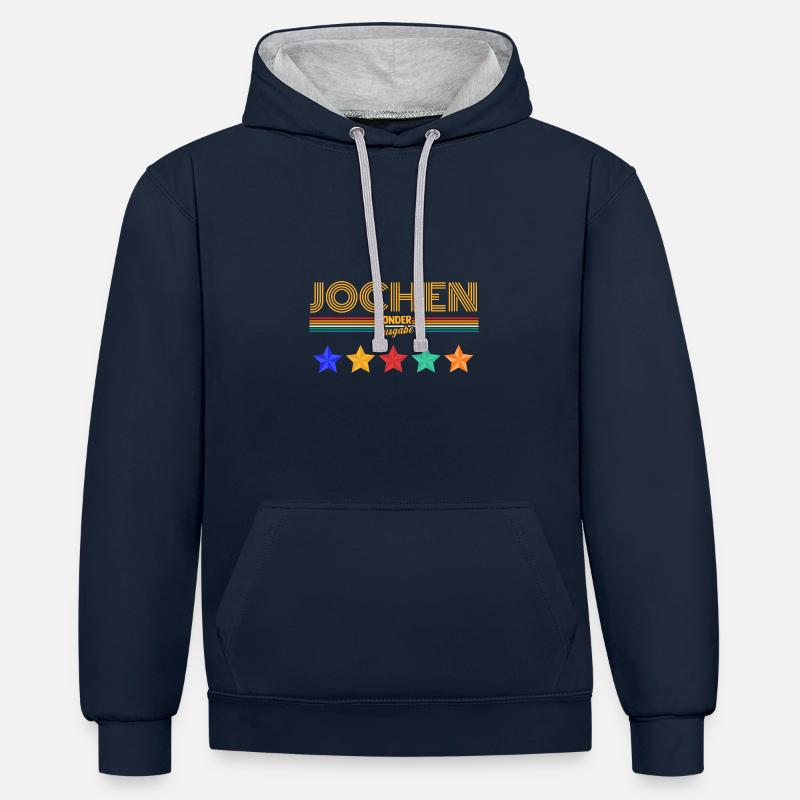 Jochen - Sweat à capuche contrasté - bleu marine/gris chiné