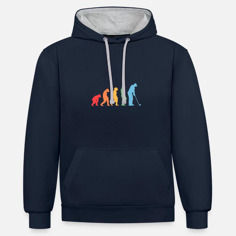 Golfspieler Evolution Golf - Kontrast-Hoodie - Navy/Grau meliert