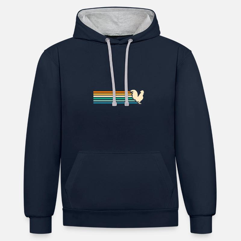 Poulet Coq - Sweat à capuche contrasté - bleu marine/gris chiné