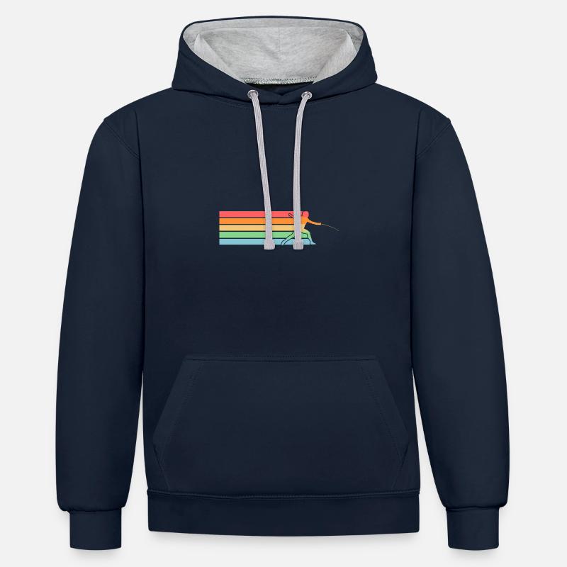 Fechter Fechten - Kontrast-Hoodie - Navy/Grau meliert