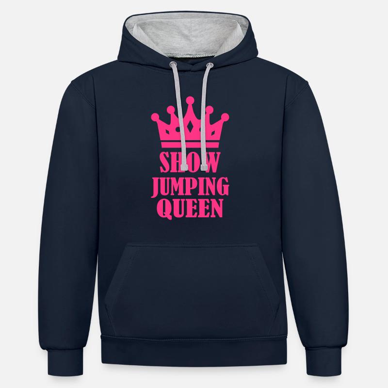 Show Jumping Queen - Sweat à capuche contrasté - bleu marine/gris chiné