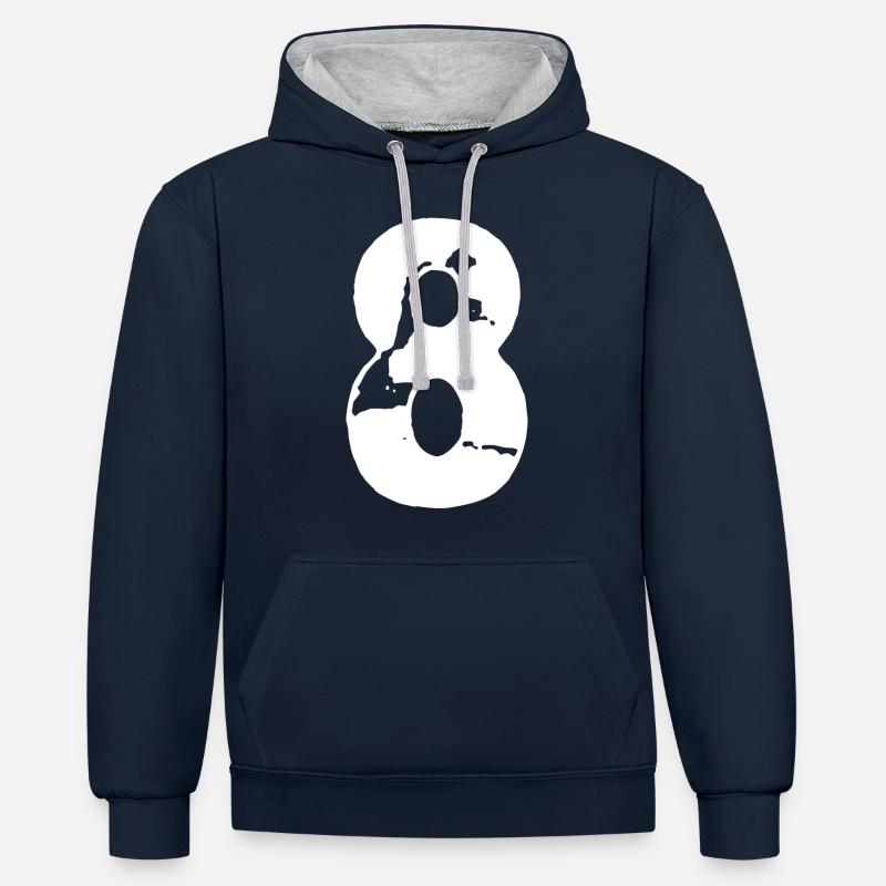 8 Maillot numéro - Sweat à capuche contrasté - bleu marine/gris chiné