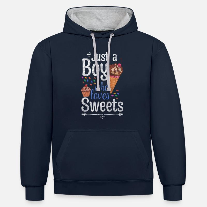 Chocolat Délicieux plaisir de collation - Sweat à capuche contrasté - bleu marine/gris chiné