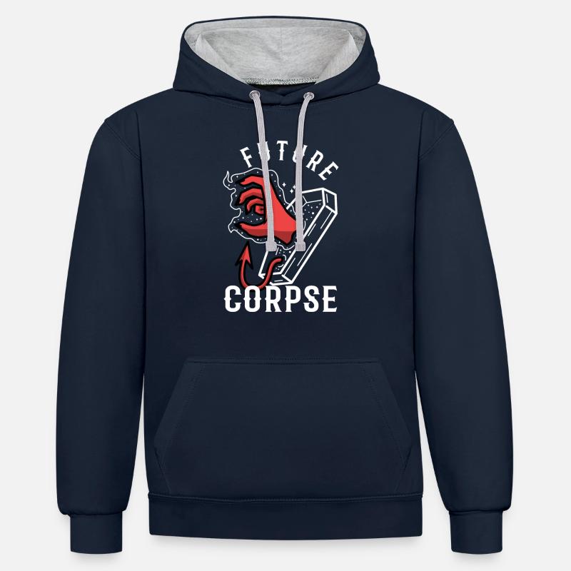 Future Corpse - Kontrast-Hoodie - Navy/Grau meliert