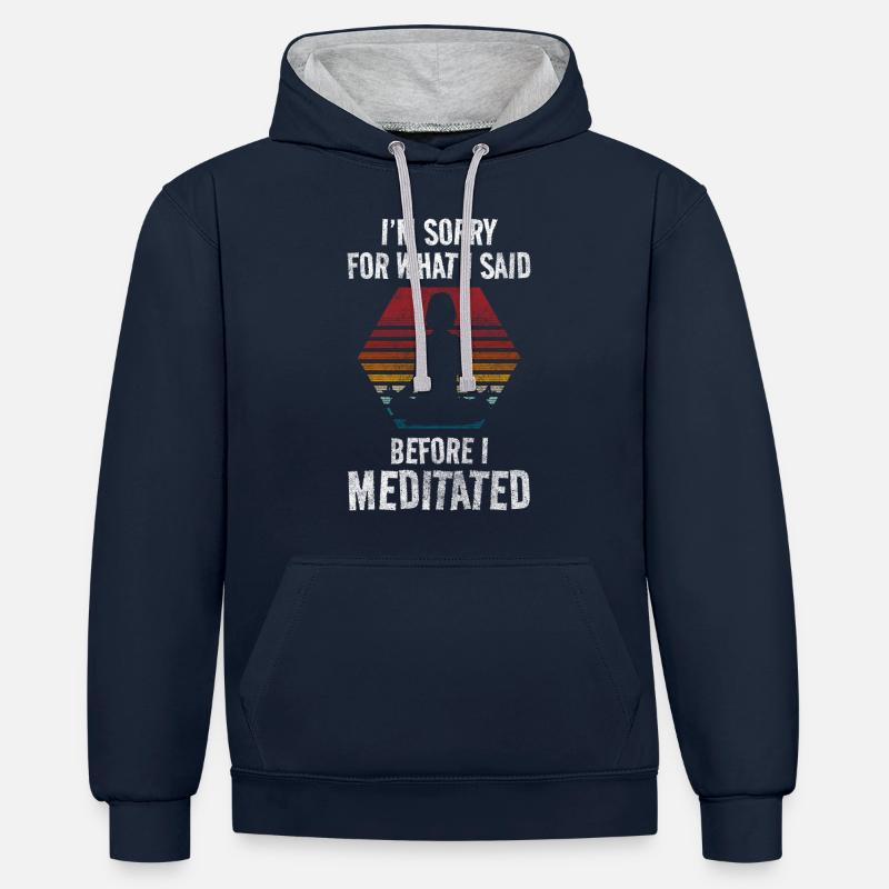 Conscience de la méditation Om - Sweat à capuche contrasté - bleu marine/gris chiné