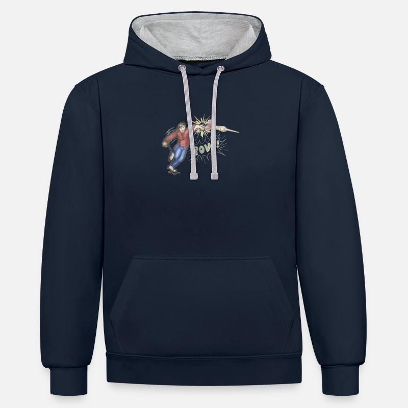 Powerdarter - Sweat à capuche contrasté - bleu marine/gris chiné