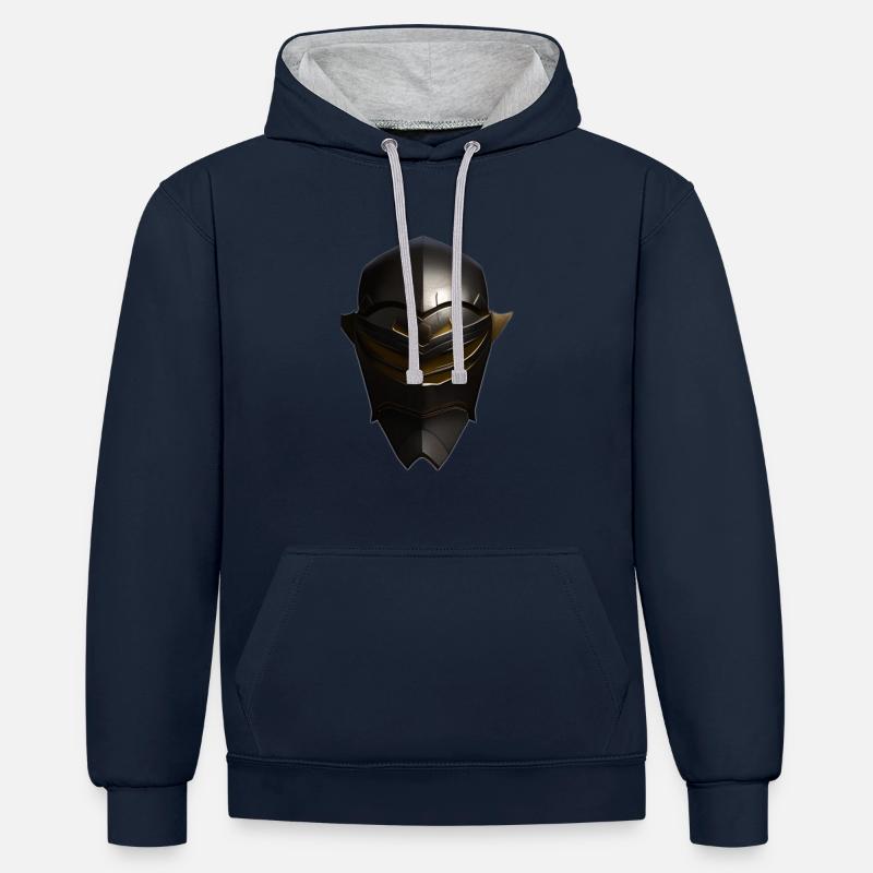 Ninja 🥷bade face - Sweat à capuche contrasté - bleu marine/gris chiné