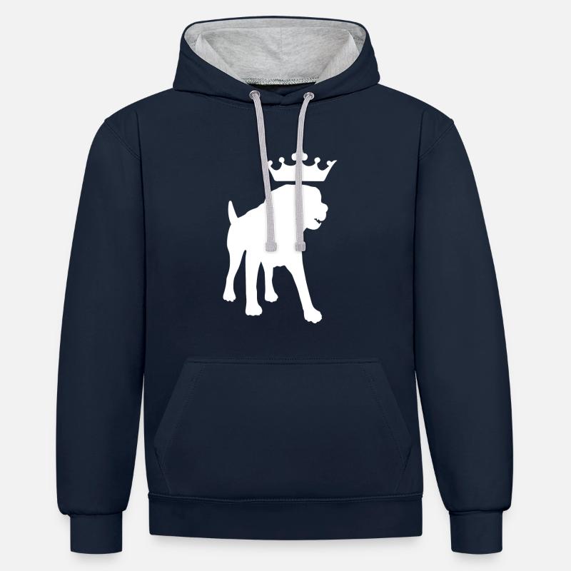 Chien Hund - Sweat à capuche contrasté - bleu marine/gris chiné