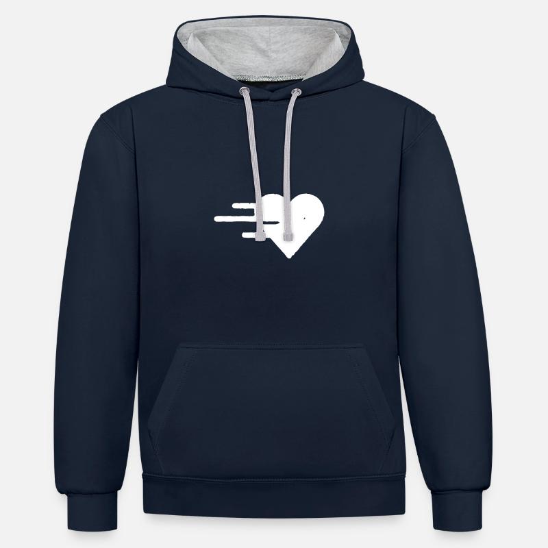 Coeur avec des lignes - Sweat à capuche contrasté - bleu marine/gris chiné