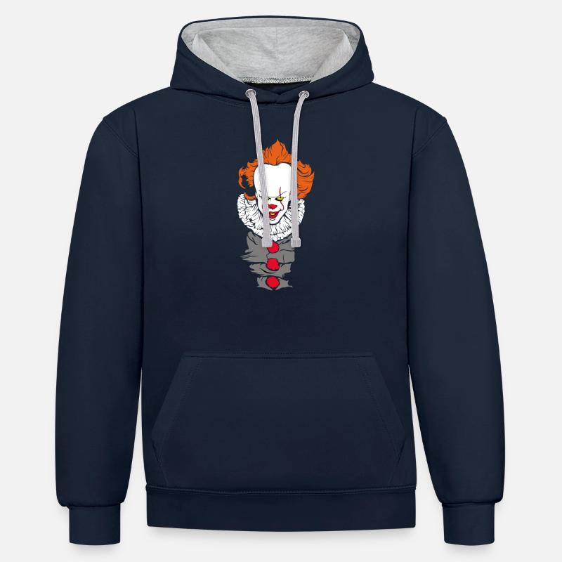 IT - Sweat à capuche contrasté - bleu marine/gris chiné