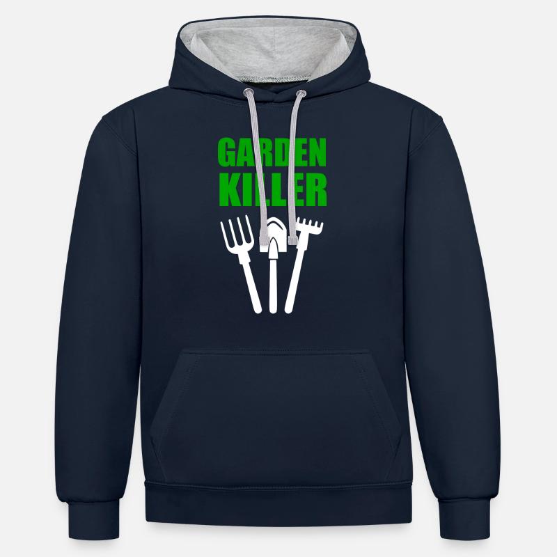 GARDEN KILLER - Sweat à capuche contrasté - bleu marine/gris chiné