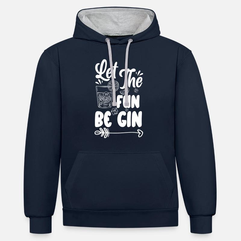 Alcool Boisson Buveur Alcool - Sweat à capuche contrasté - bleu marine/gris chiné