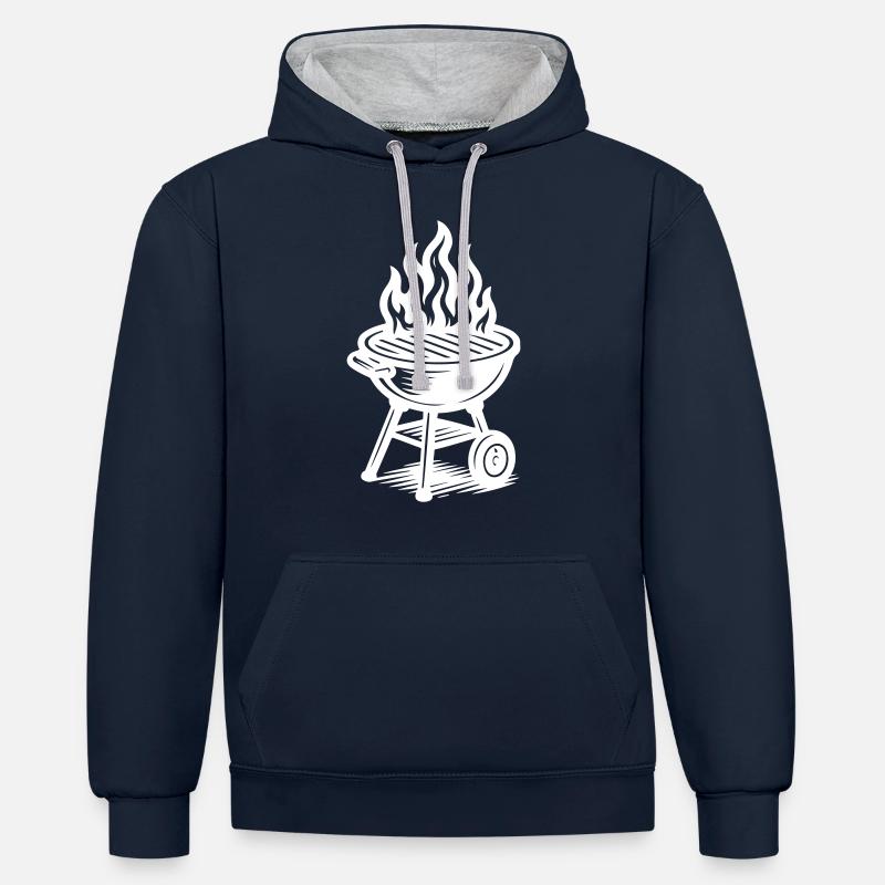 Grill Fire Grilling - Contrast hoodie - navy/heather grey
