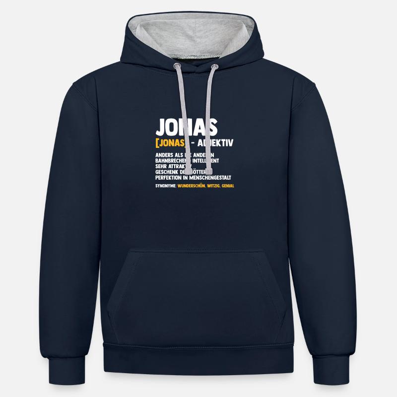 Jonas - Sweat à capuche contrasté - bleu marine/gris chiné