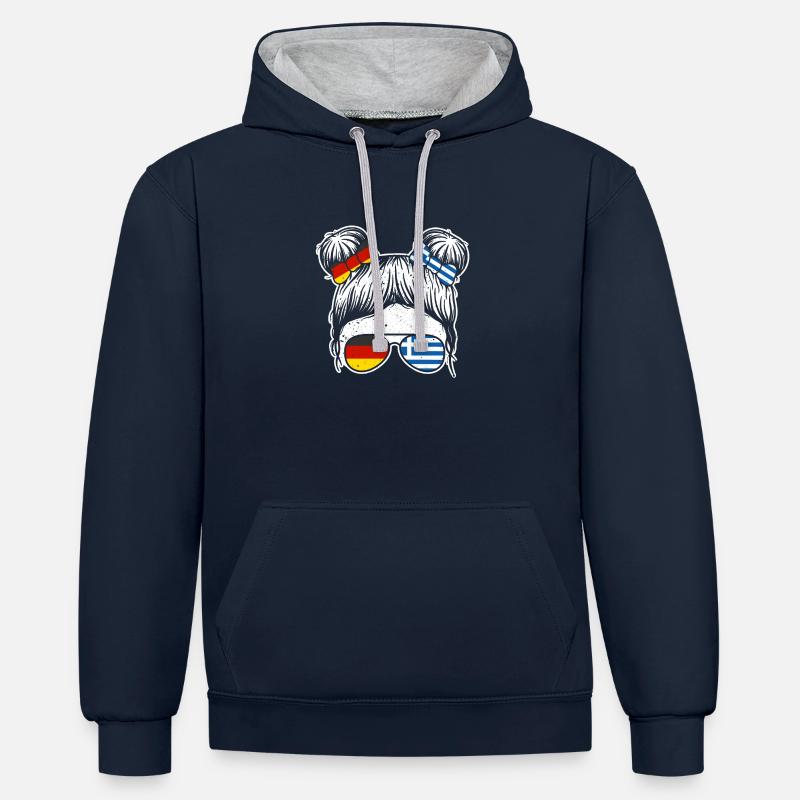 Grecs Allemagne Grèce - Sweat à capuche contrasté - bleu marine/gris chiné