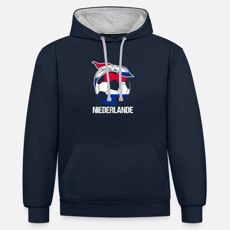 Pays-Bas Pays-Bas - Sweat à capuche contrasté - bleu marine/gris chiné