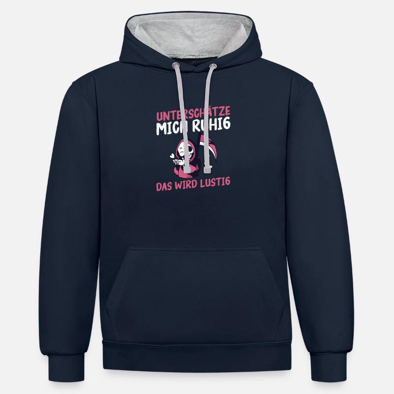Sous-estimez-moi, ça va être drôle - Sweat à capuche contrasté - bleu marine/gris chiné
