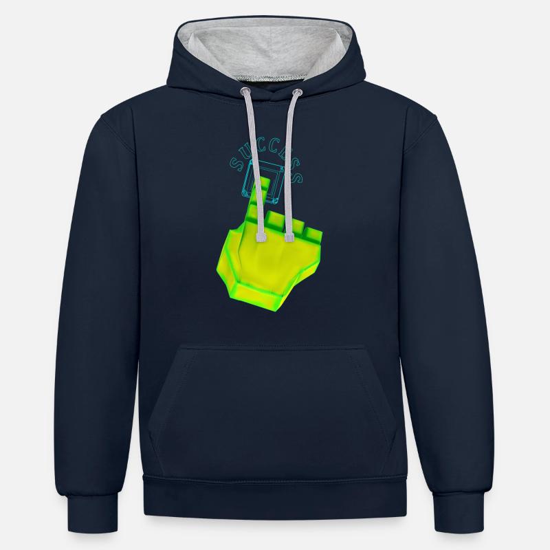 SUCCÈS - Sweat à capuche contrasté - bleu marine/gris chiné