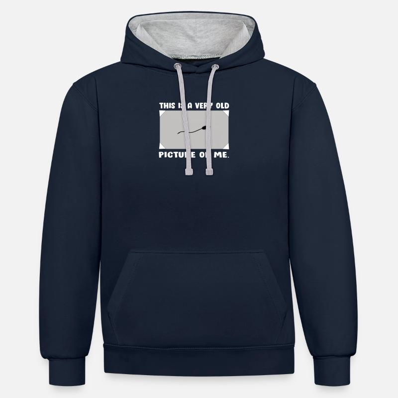 Vieille image de moi - Sweat à capuche contrasté - bleu marine/gris chiné
