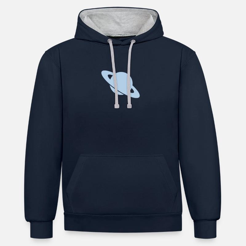 Système solaire - Planètes - Espace - Sweat à capuche contrasté - bleu marine/gris chiné