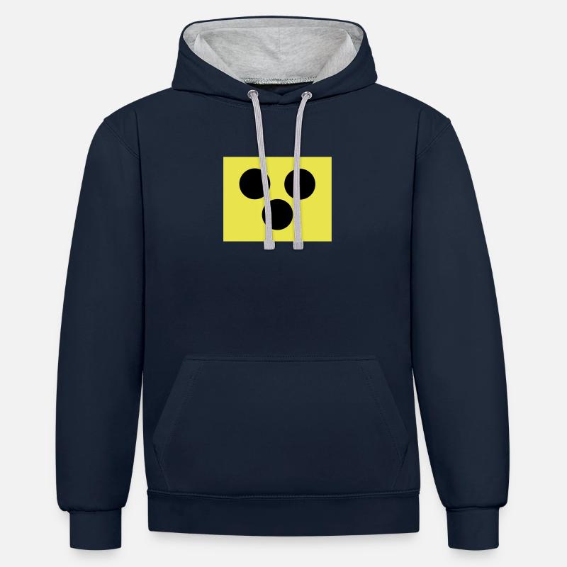 Blindenzeichen Armbinde Blind 2c - Kontrast-Hoodie - Navy/Grau meliert