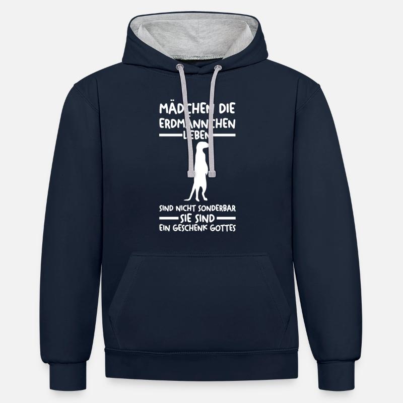 Erdmännchen - Kontrast-Hoodie - Navy/Grau meliert