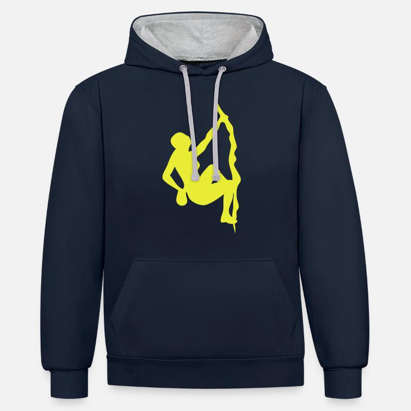 sport escalade - Sweat à capuche contrasté - bleu marine/gris chiné