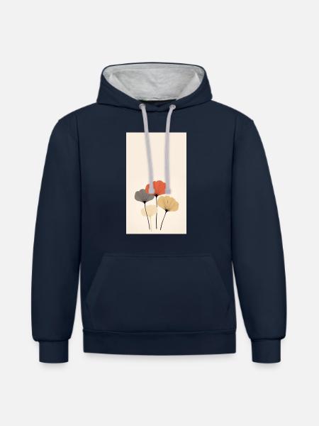 Ginkgo - Contrast hoodie - navy/heather grey