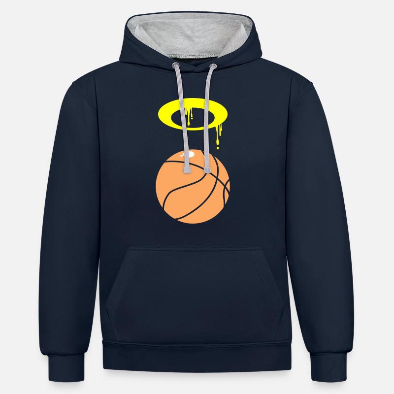Basket-ball 5 0 10 - Sweat à capuche contrasté - bleu marine/gris chiné