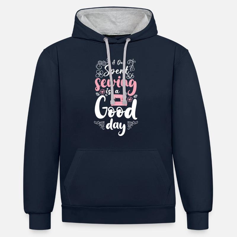Profession de couture plus proche - Sweat à capuche contrasté - bleu marine/gris chiné
