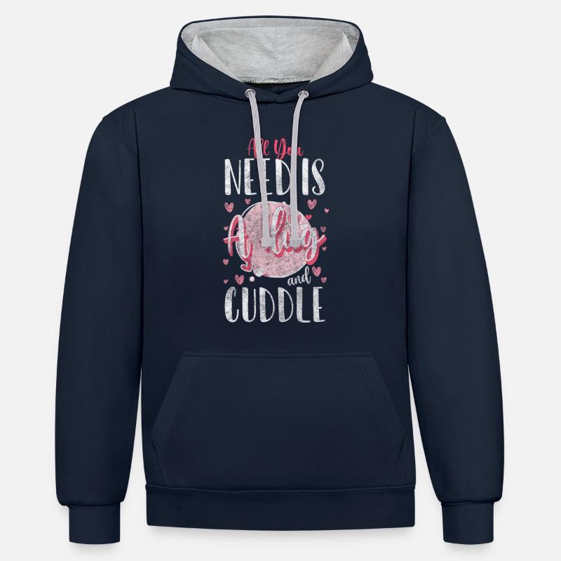 Relationship, hug, cuddle, tenderness - Contrast hoodie - navy/heather grey