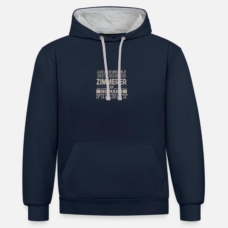 Zimmerer - Sweat à capuche contrasté - bleu marine/gris chiné