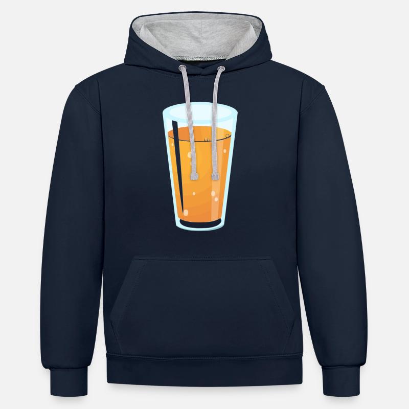 verre de jus - Sweat à capuche contrasté - bleu marine/gris chiné