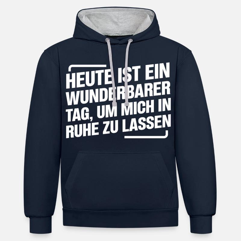 Laisse-moi tranquille, ne m’énerve pas - Sweat à capuche contrasté - bleu marine/gris chiné
