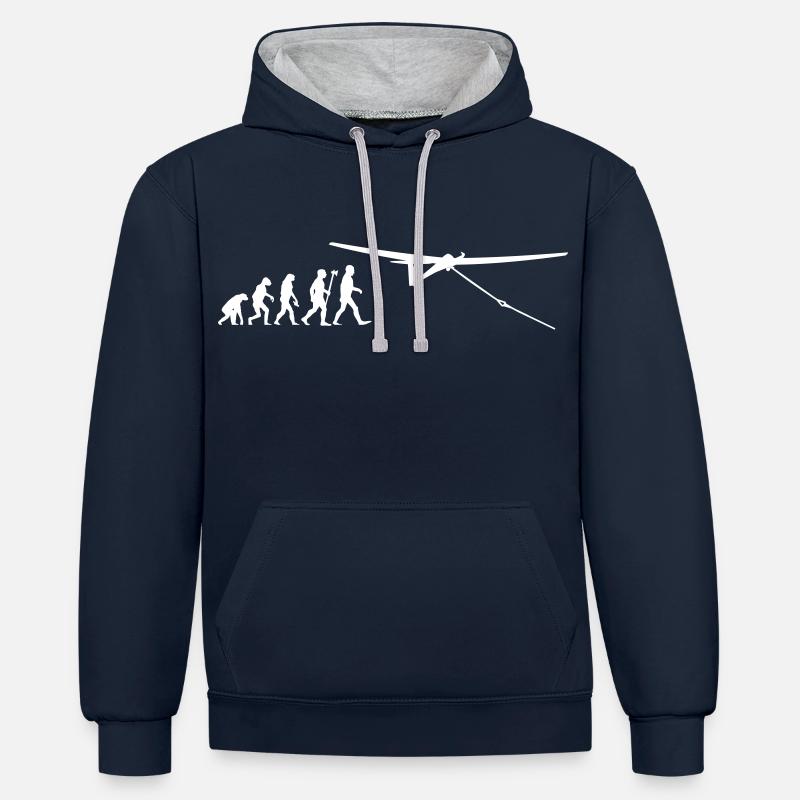 evolution gliding glider pilot - Contrast hoodie - navy/heather grey