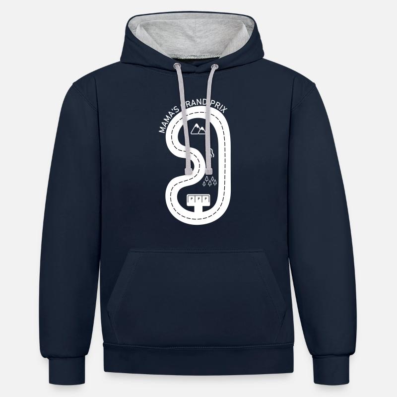 Mama's grand prix - Sweat à capuche contrasté - bleu marine/gris chiné