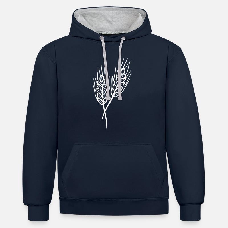 Weizen Illustration Brotbäcker Geschenkidee - Kontrast-Hoodie - Navy/Grau meliert