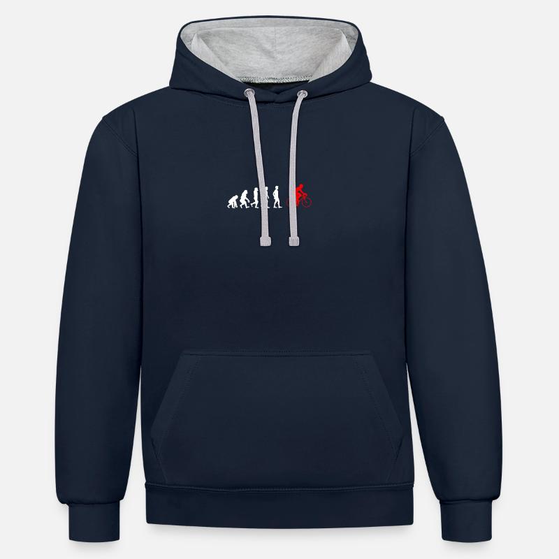 EVOLUTION bicycle cycling bike - Contrast hoodie - navy/heather grey