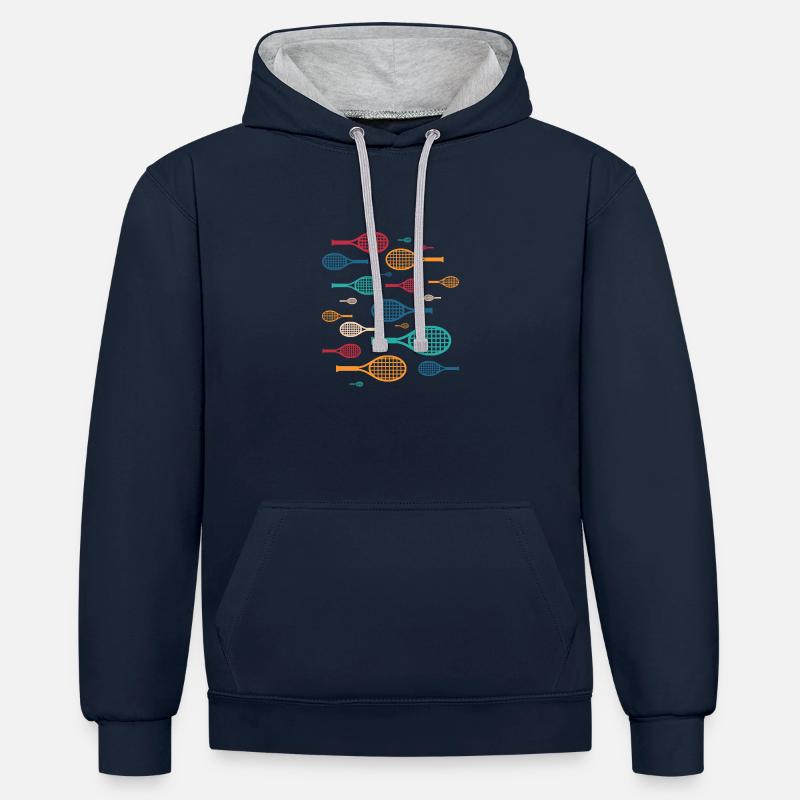 tennis - Sweat à capuche contrasté - bleu marine/gris chiné