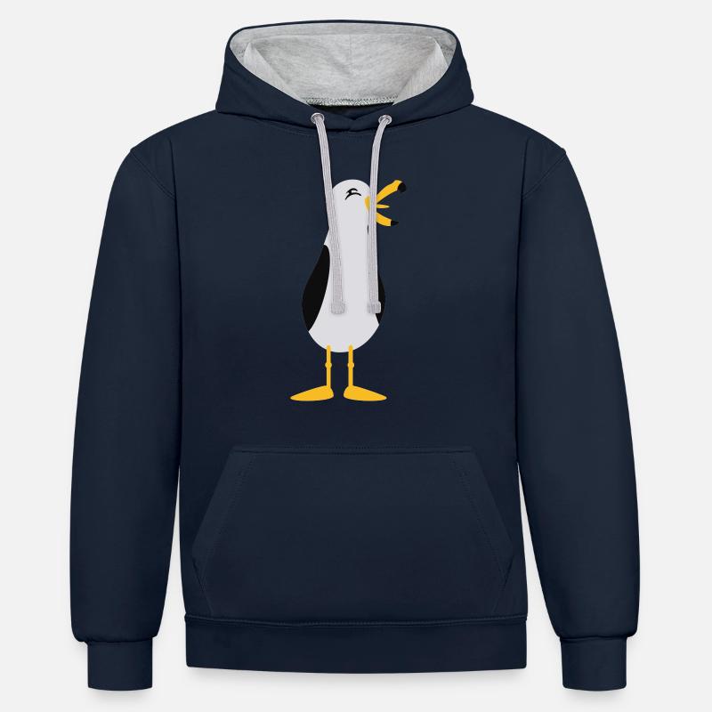 Seagull / Seagull (3c) - Sweat à capuche contrasté - bleu marine/gris chiné